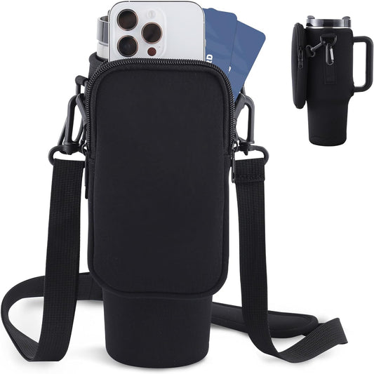 Bolso Portabotellas Slok, Para Vaso de 40 oz con Asa, Moderno Soporte de Botella de Agua con Correa Ajustable para Caminatas al Aire Libre Viajes Deportes - Azul Purpura