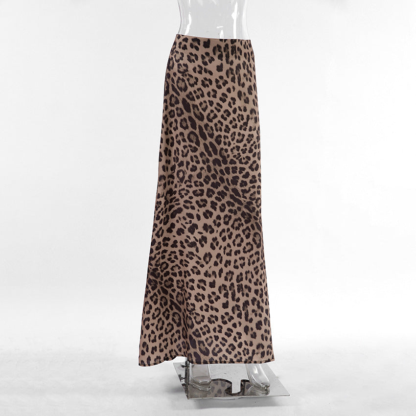 Vestido Estampado de Leopardo Falda de Sirena Moda Ropa de Mujer