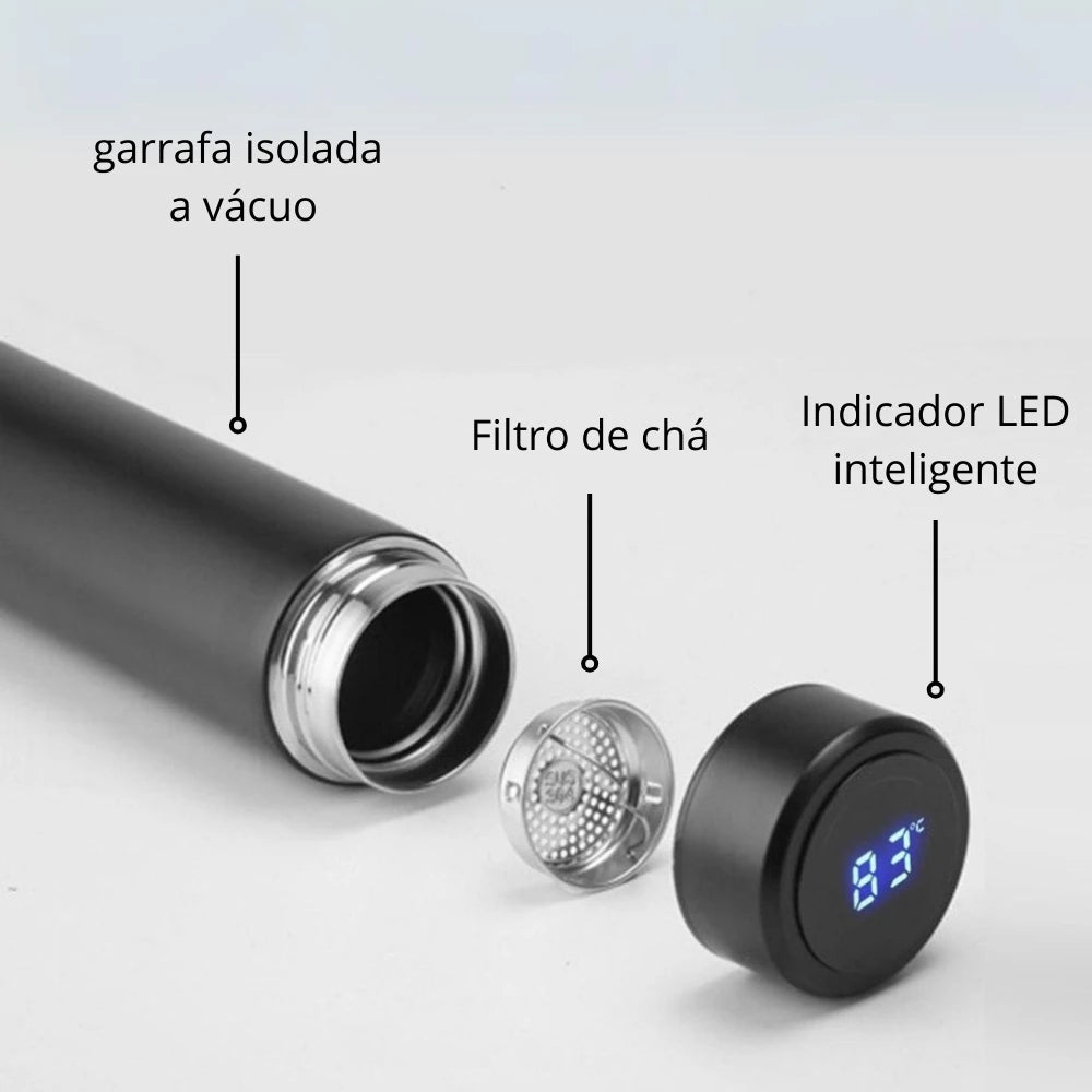 Garrafa Térmica Vacío 500ml Medidor Temperatura Digital