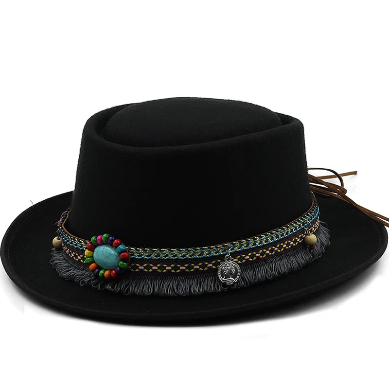 Sombrero Pork Pie Fedora de Lana Suave Clásico