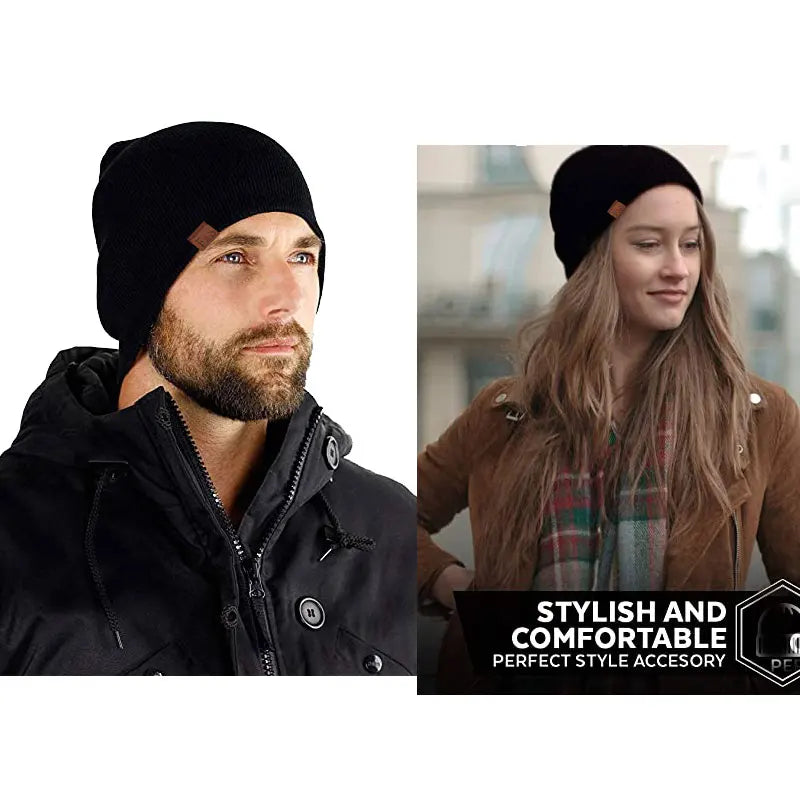 Gorro de Invierno para Hombres y Mujeres - Gorro de Punto Grueso y Cálido