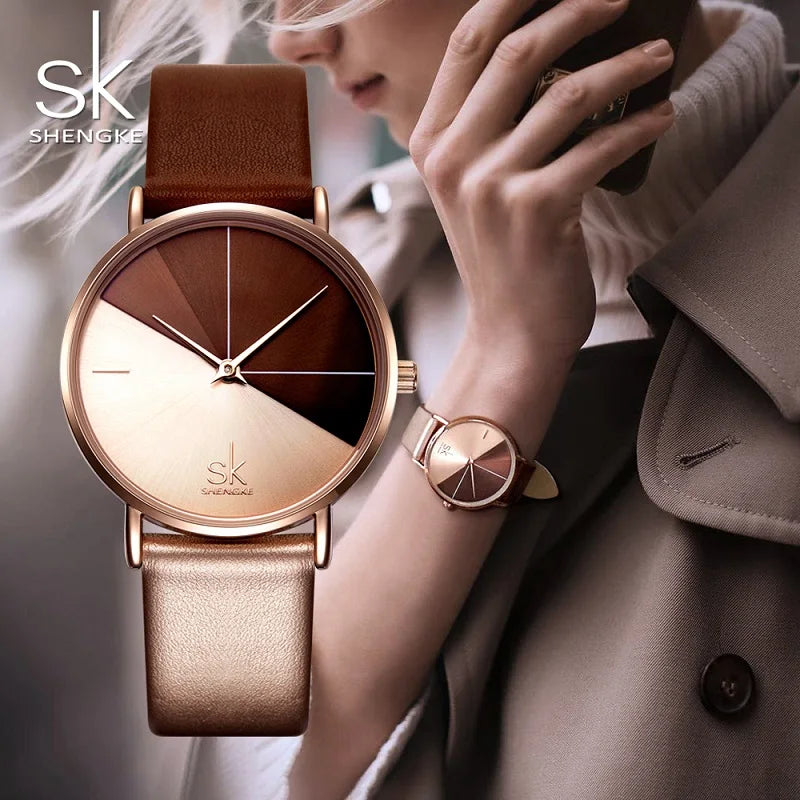 Reloj de Mujer Shengke Diseño Original Moda Creativa Cuartz Reloj Pulsera SK Mujeres Movimiento de Reloj Montre Feminino