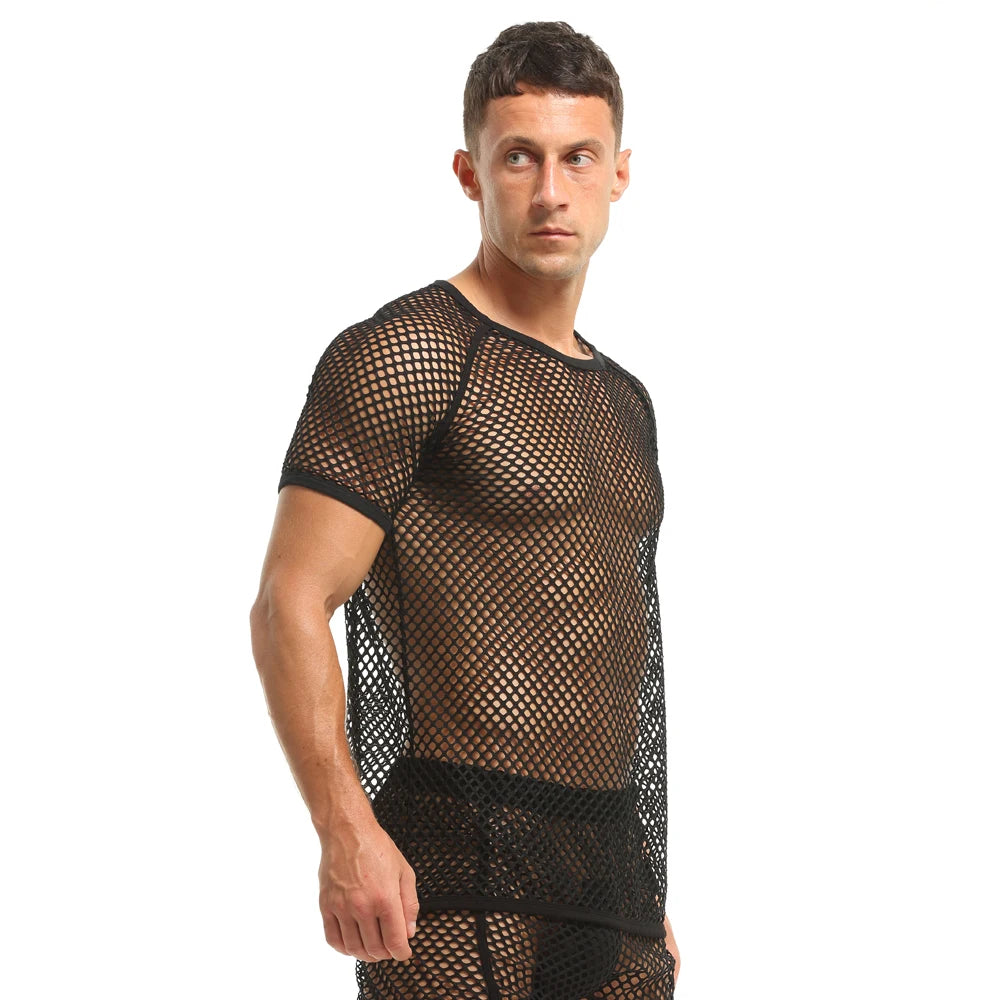 Camiseta de malla transparente para hombre