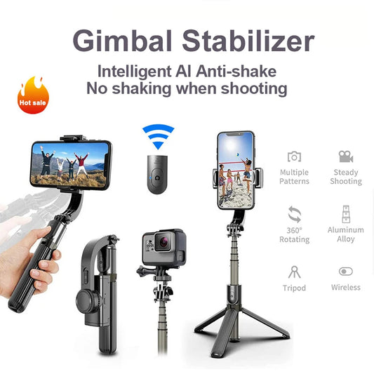 Estabilizador de Gimbal de Teléfono Inteligente 1 Eje con Palo de Selfie Trípode Inalámbrico