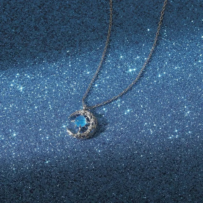 Collar colgante de luna y estrella para mujeres