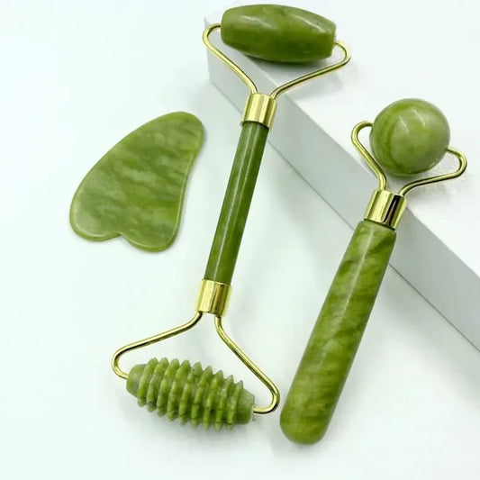 Rodillo de Jade Natural para Masaje Facial y Corporal