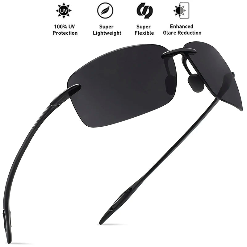 Gafas de sol sin montura clásicas UV400 para hombre y mujer