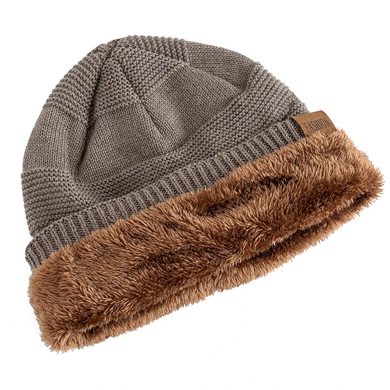 Gorros de Invierno Unisex con Forro de Piel - Gorro Tejido Cálido para Hombres y Mujeres