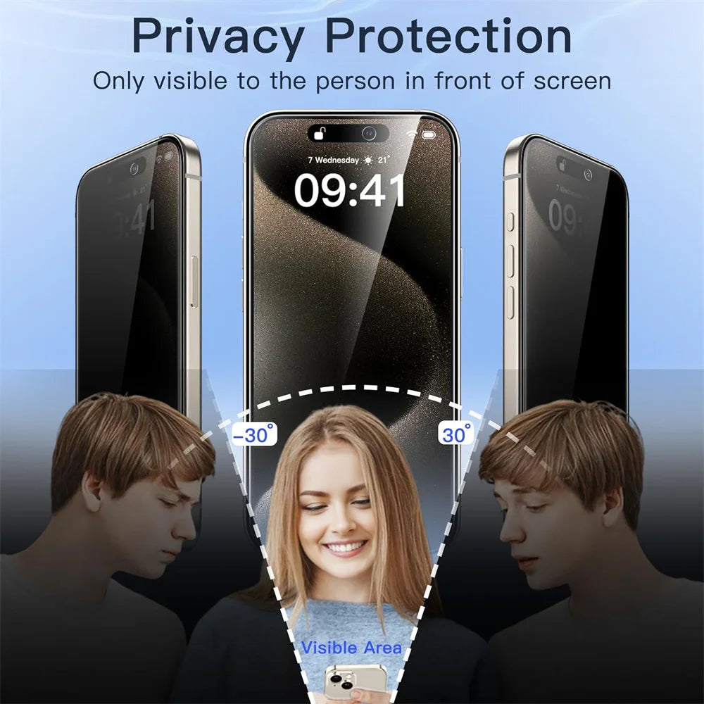 Protector de pantalla anti espía para iPhone y film de protección de cámara