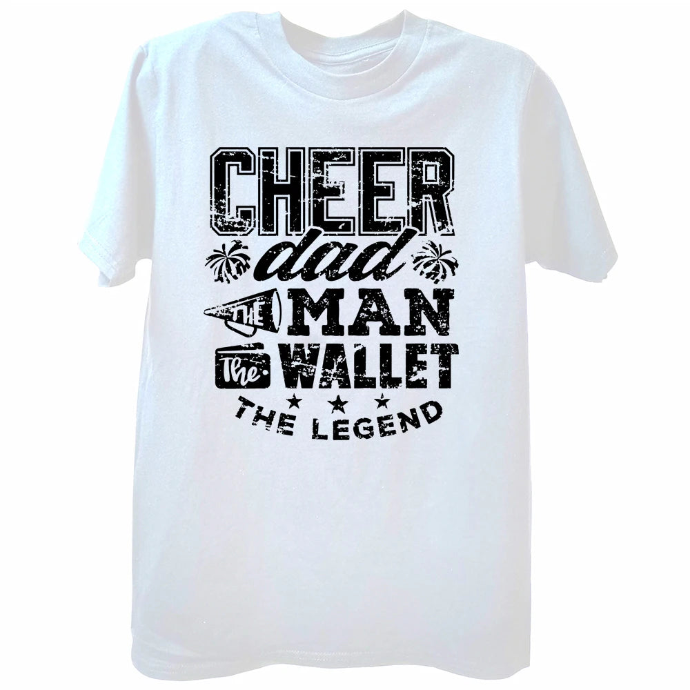 Camiseta divertida de Cheer Dad, leyenda de las porristas, algodón, estilo veraniego, regalos de cumpleaños, ropa de hombre