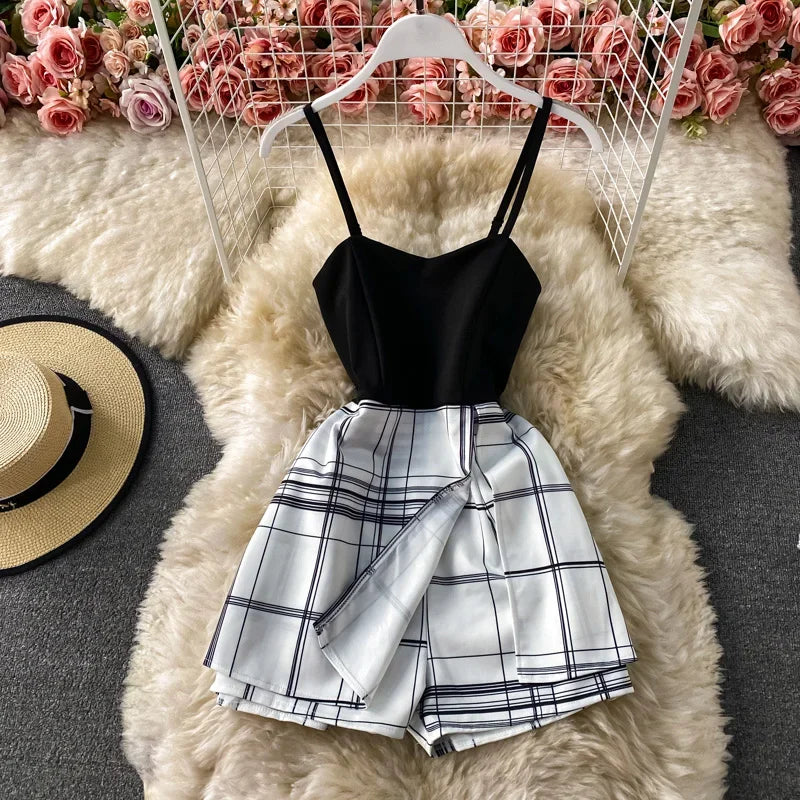 Body Sexy mujer 2021 Plaid Strap Jumpsuit Hot Playsuit