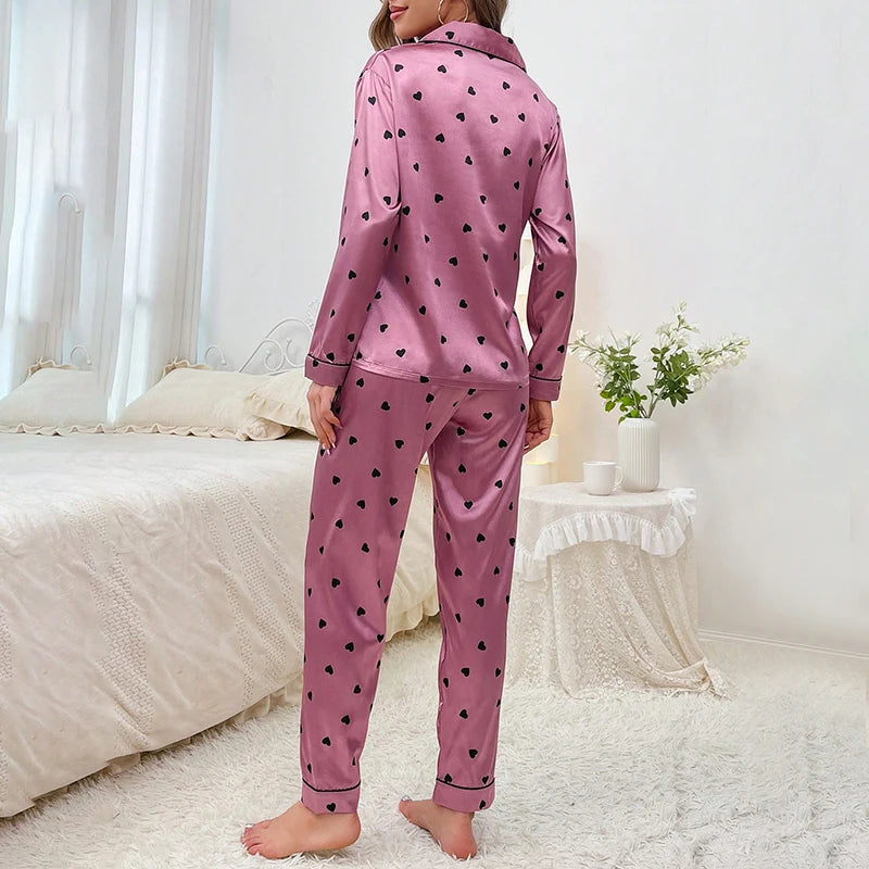 Conjunto de Pijama de Seda Satinada para Mujer