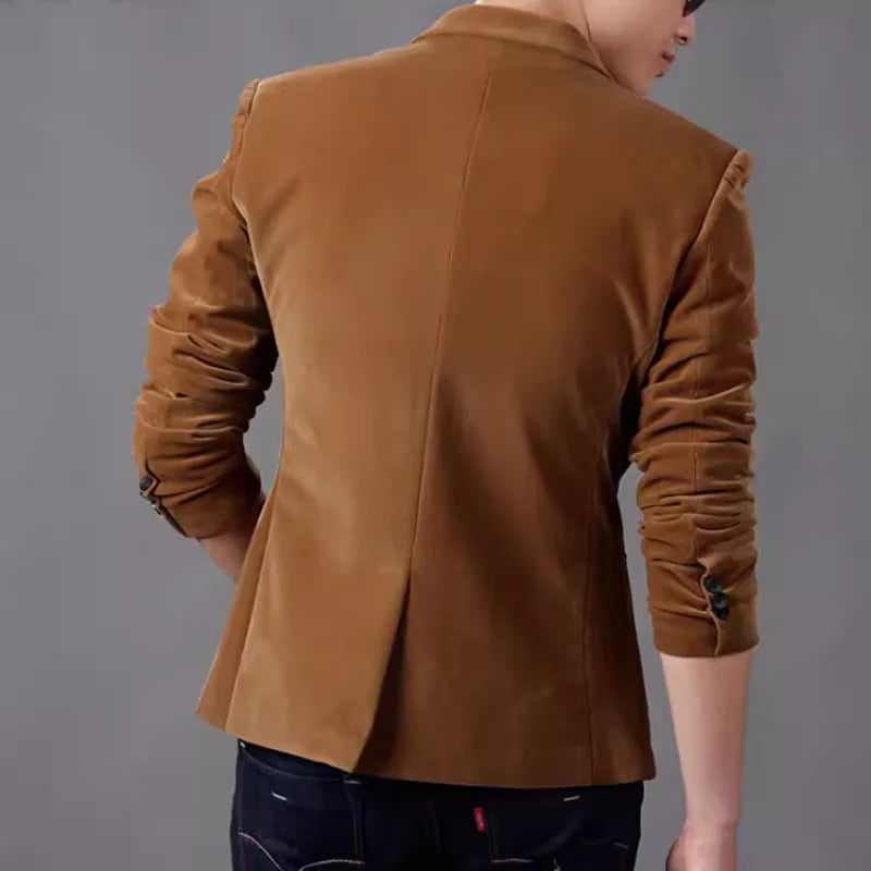 Blazer de pana para hombre - Moda otoño primavera - Ajustado - Casual