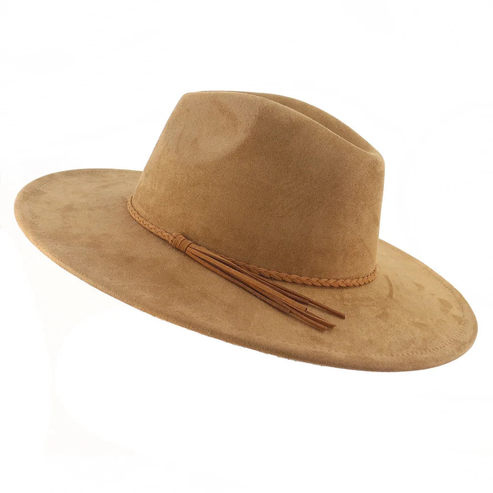 Sombrero Fedora de Fieltro de Invierno 9.5cm Ancho para Hombre y Mujer