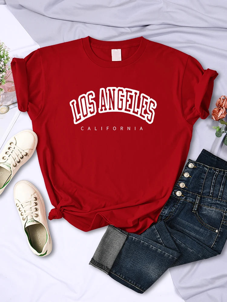 Camiseta de mujer con estampado divertido de Los Ángeles California