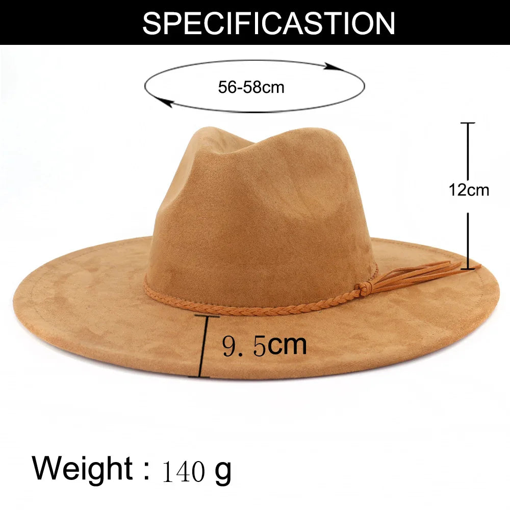 Sombrero Fedora de Fieltro de Invierno 9.5cm Ancho para Hombre y Mujer