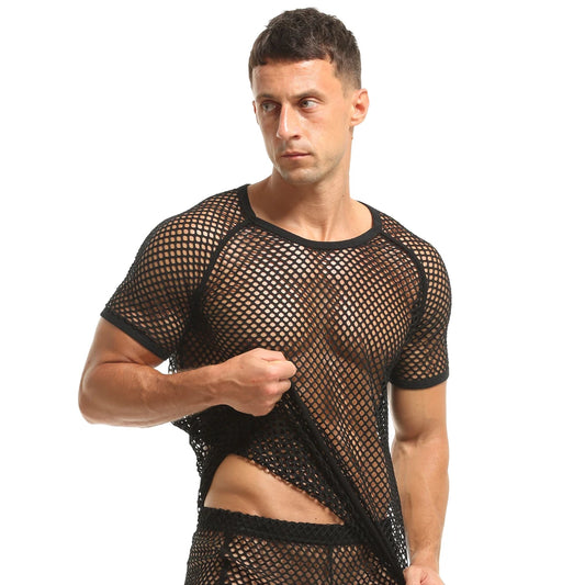 Camiseta de malla transparente para hombre