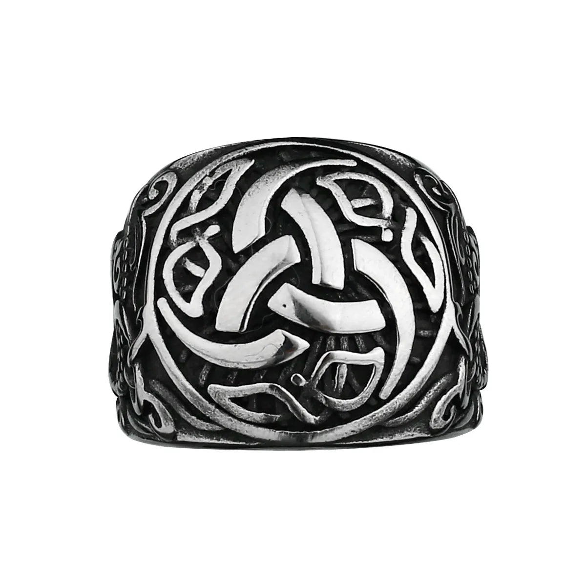 Anillo de Acero Inoxidable Vikingo Dragón Runa Hombres Moda Vikinga Anillo Templamento Hip-hop Calle Motocicleta Joyería Masculina