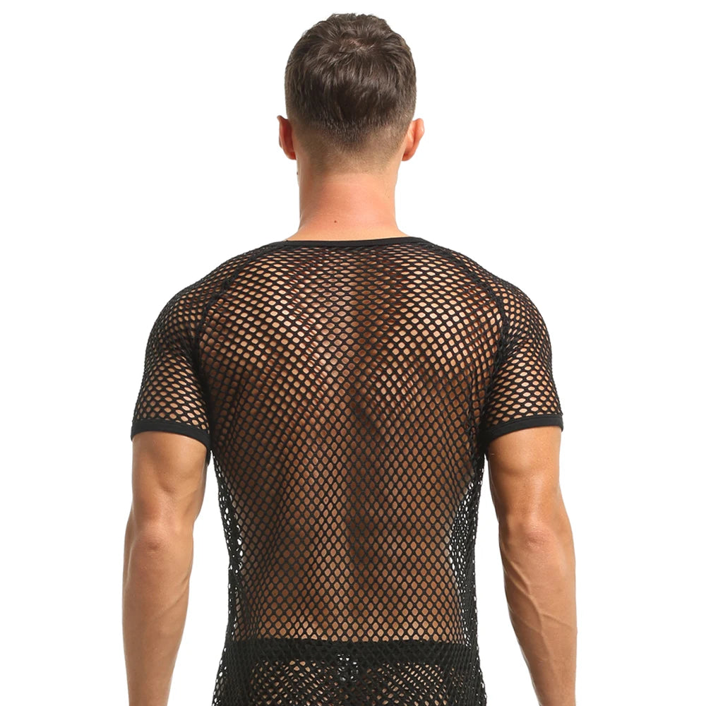 Camiseta de malla transparente para hombre